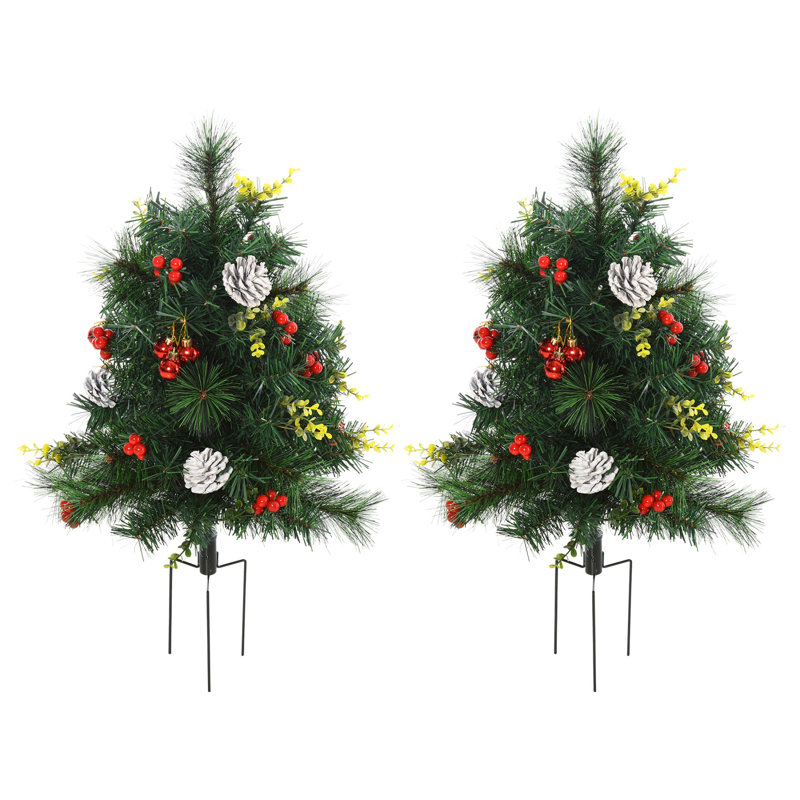 Arbre de Noël 22,5 po 2 pièces pin artificiel d'extérieur sans cordon