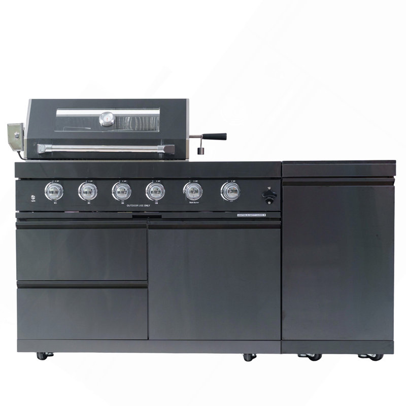 Îlot de barbecue 46 po à 4 brûleurs de 72 000 BTU de luxe pour l'extérieur en acier inoxydable avec brûleur latéral latéral et rôtissoire
