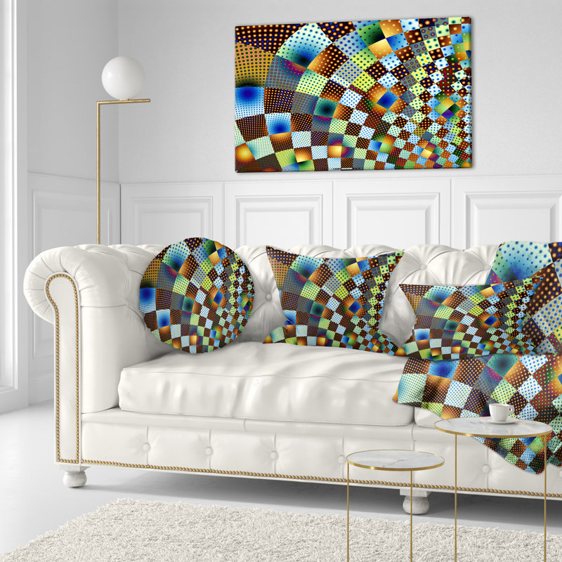 Coussin lombaire contemporain à motif décoratif géométrique fractal