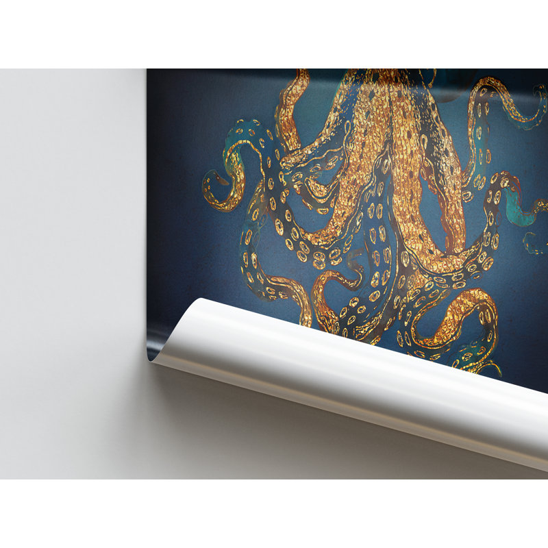 Octopus Modern Art Canvas: Luxury Trendy Wall Decor and Contemporary Animal Poster, 90 cm H x 90 cm W, Wrapped Canvas