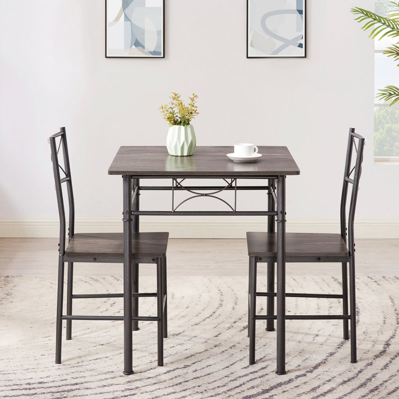 Ensemble de table 3 pièces pour salle à manger, Gris, Gris