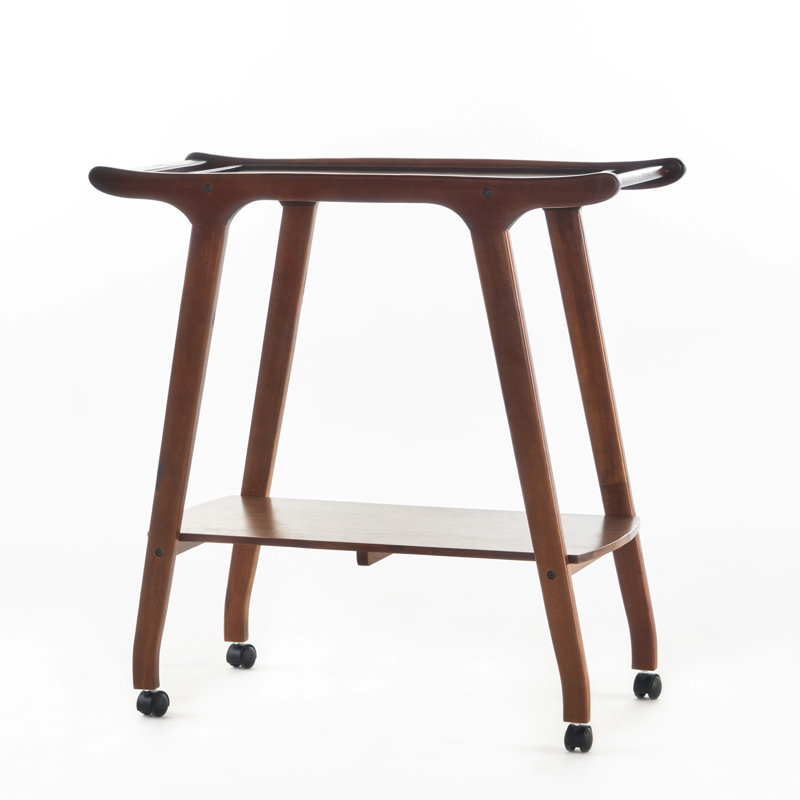 Wood Bar Cart With Adequate Storage 4-wheeled In Useful