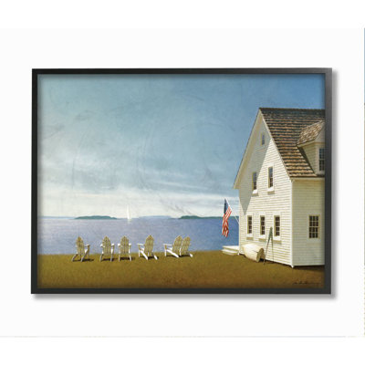 " Americana Cape House Coastal Landscape Charm Painting " by Zhen-Huan Lu 2 - Pieces