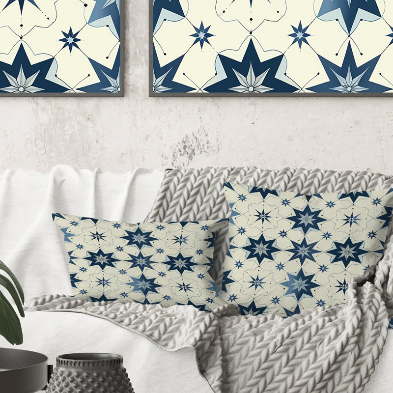 Coussin lombaire moderne bleu et or Modern Star Dreams IV