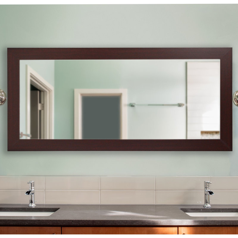 Golfe Flat Wall Mirror, 72" H x 39" W, Dark Mahogany