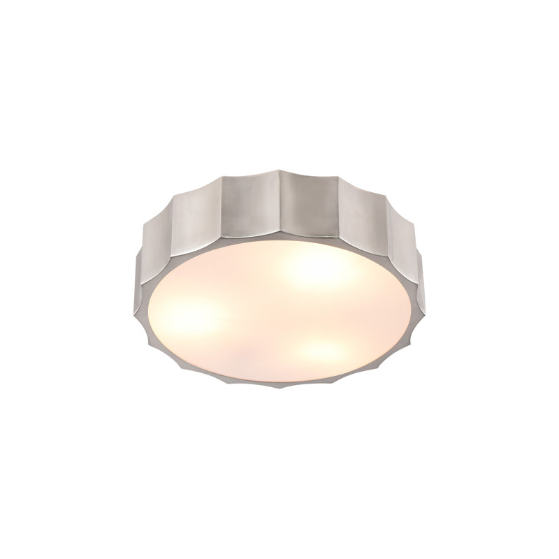 Kimbrel 4 - Light Gold Round Flush Mount With Acrylic Diffuser, Shiny Nickel