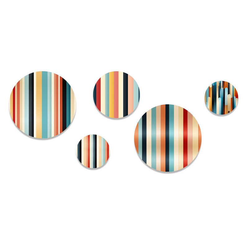 Yajaira - Ensemble abstrait d'art mural rond Mid-Century de 5