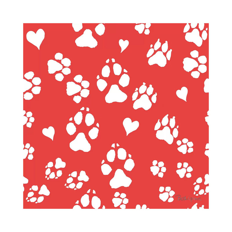 Paws Of Love Pattern IIIC by Beth Grove - Wrapped Canvas Print, 93.98 cm H x 93.98 cm W x 1.91 cm D