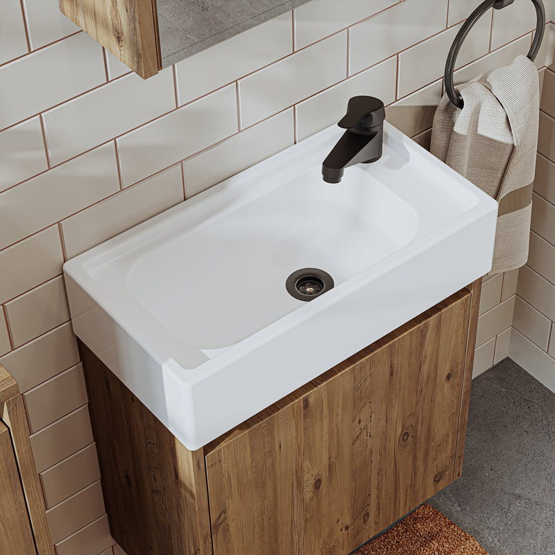 Bittencourt Cloakroom Vanity Unit with Washbasin, Oak