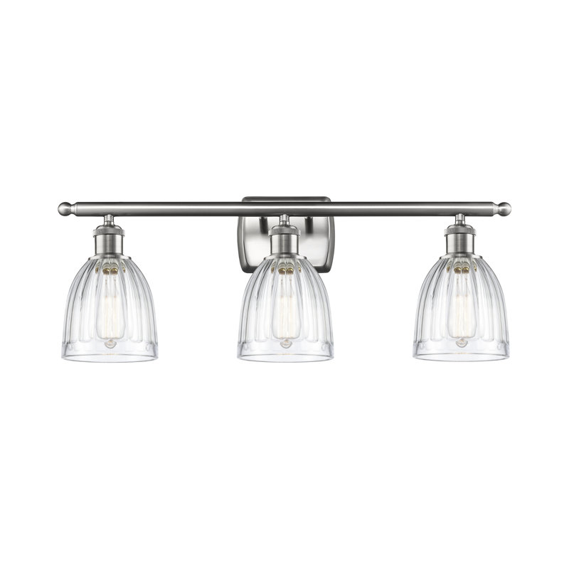 Éclairage pour salle de bain 3 lumières Dunder, Transparent, Nickel satiné brossé, Ampoule DEL 6 watts Vinage
