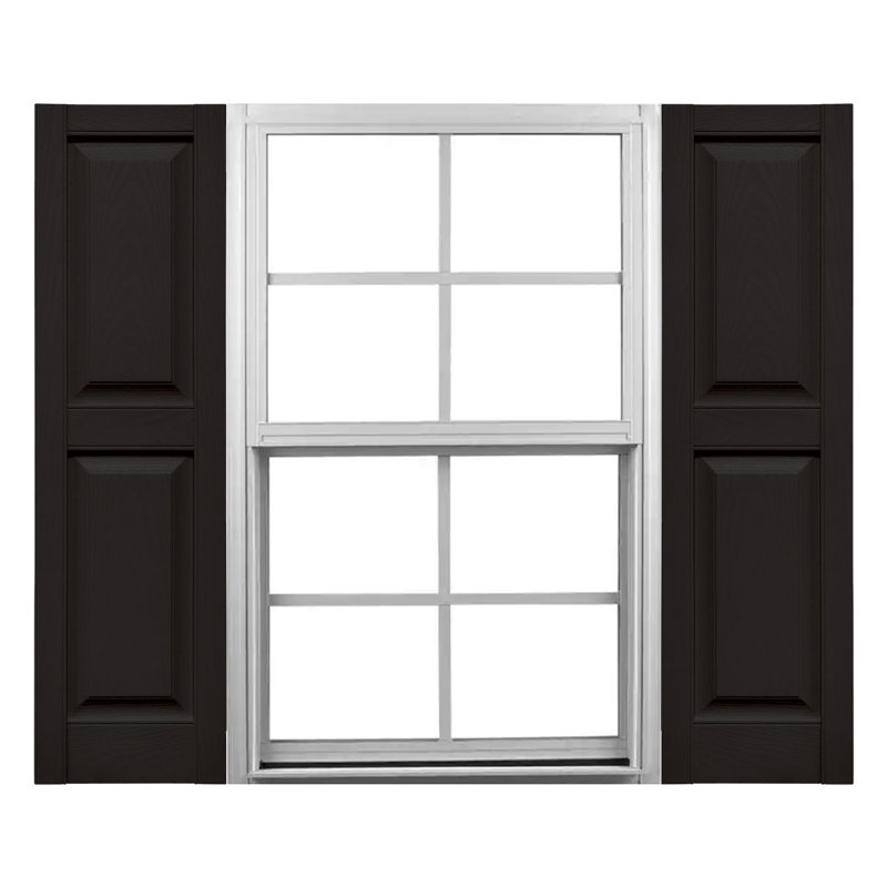 Black Vinyl Raised Panel Exterior Shutters, 12" x 80"