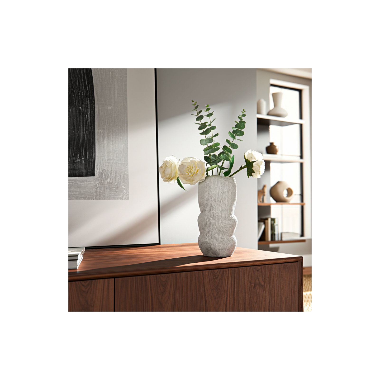Gottfried Stoneware Table Vase, 12" H x 5" W x 5" D