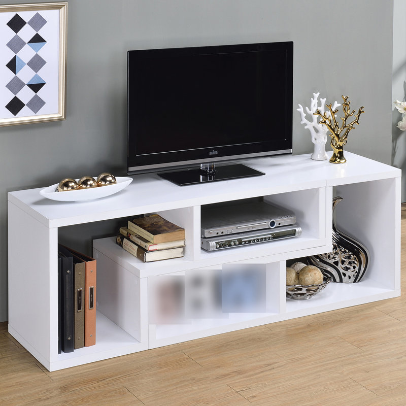 White Convertible Bookcase And Tv Holder - Versatile Geometric Concept, & Particle Board Desk Ample Storage,