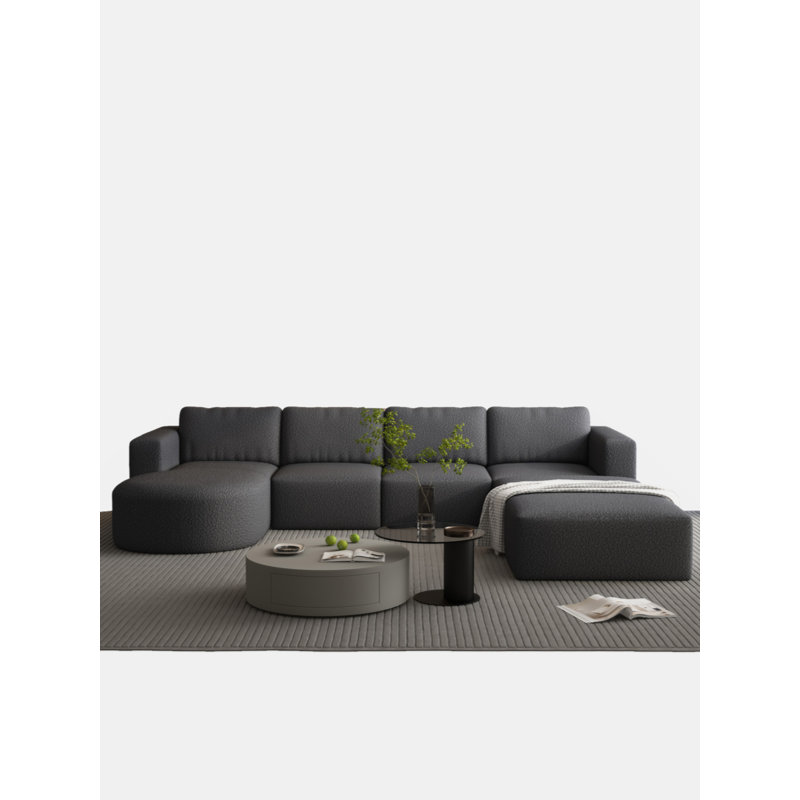 Lakeem Modular Sectional Sofa Sleeper, 23.23" H x 104.32" W x 70.86" D, Light Green Foam