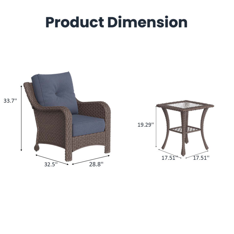 Metal Outdoor Lounge Chair, Brown, Navy