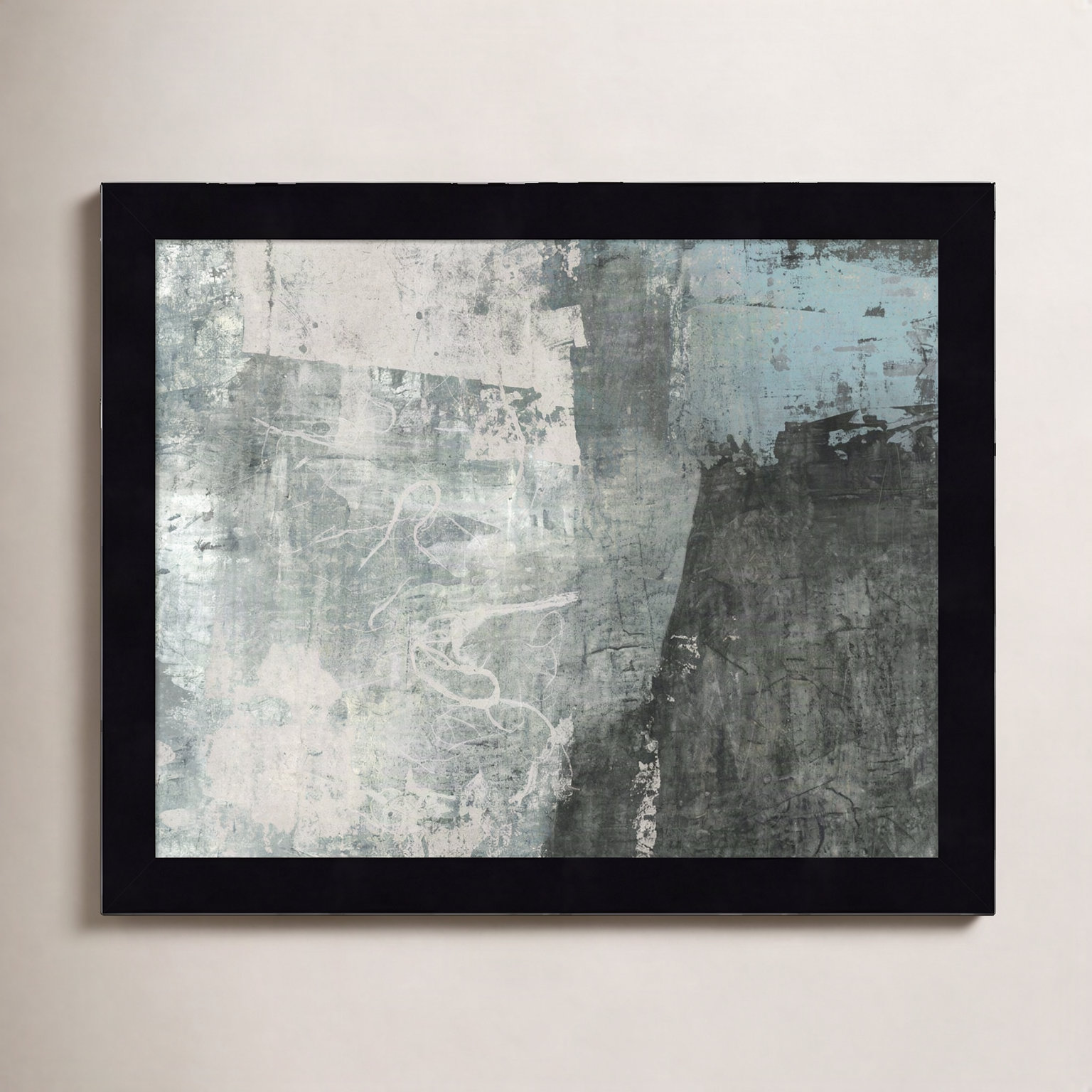 Fresno "Black and Grey and Blue I" Print, 11" H x 13" W, Black