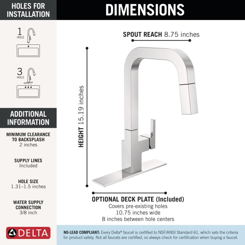Junction Chrome Kitchen Faucet with Pull Down Sprayer, Modern Single Hole Kitchen Sink Faucet, Single Handle, Chrome, Chrome