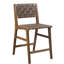 Tabouret de comptoir en similicuir tissé de 24 po de hauteur - structure en bois massif avec des tons de pacane, design Mid-Century, sangles de chaise d'appoint séparées disponibles, pieds en finition, décontracté