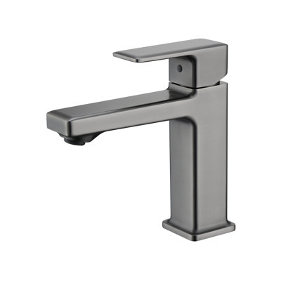 Robinet d'évier gris moderne, débit maximal de 1,5 / gallon par minute, fabriqué en zinc, matériau du levier à fixation sur le comptoir, corrosion