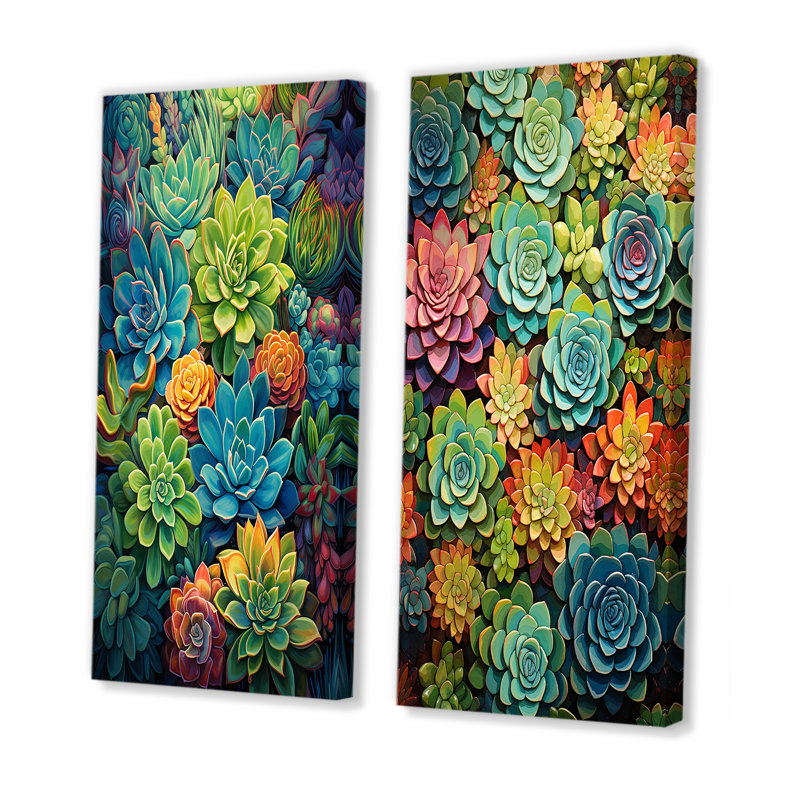 «Succulents Succulent Mosaic», 2 pièces, H 24 po x l 20 po, Toile tendue