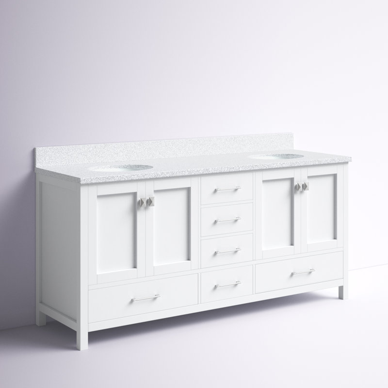 Ensemble de meuble-lavabo double 71 po Zaair, Blanc