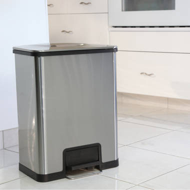 Halo 13-Gallons Stainless Steel Kitchen Trash Can with Lid Indoor in the Trash  Cans department at