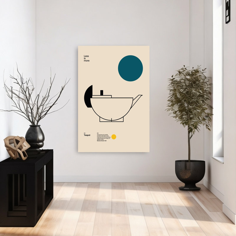 «Elegant Bauhaus Teapot», impression d'art mural minimaliste géométrique contemporain, 48" H x 32" W