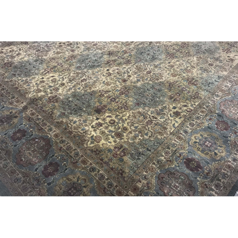 Tapis vert et vert noué à la main de haute qualité