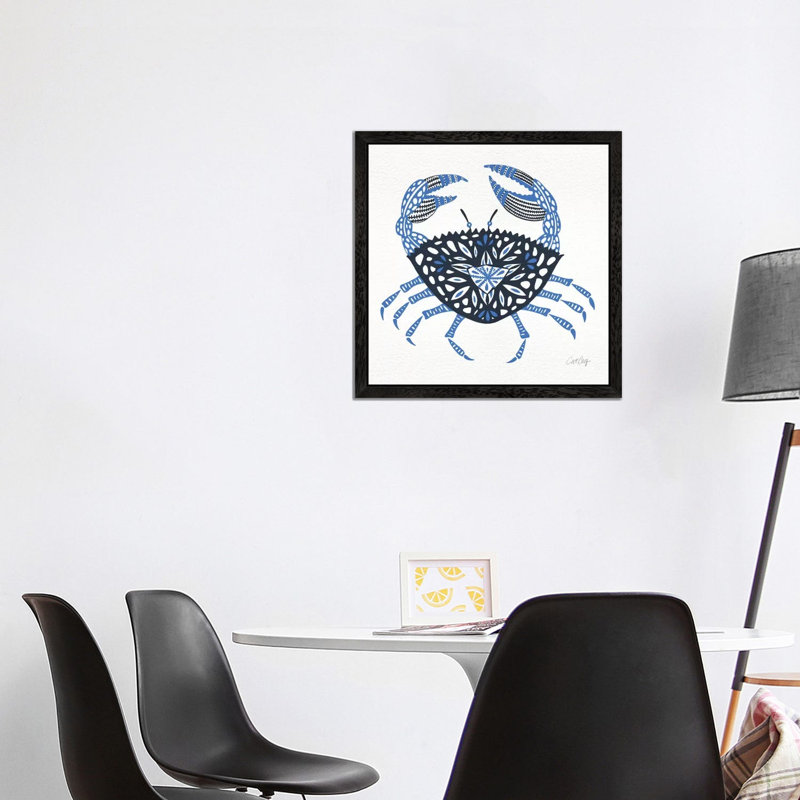 Blue Crab by Cat Coquillette - Floater Frame Print on Canvas, Black, 93.98 cm H x 93.98 cm W