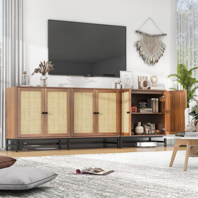 BuffetRattan Sideboard - Mid-Century Modern Storage Cabinet for Kitchen, Living & Dining Room by Ebern Designs