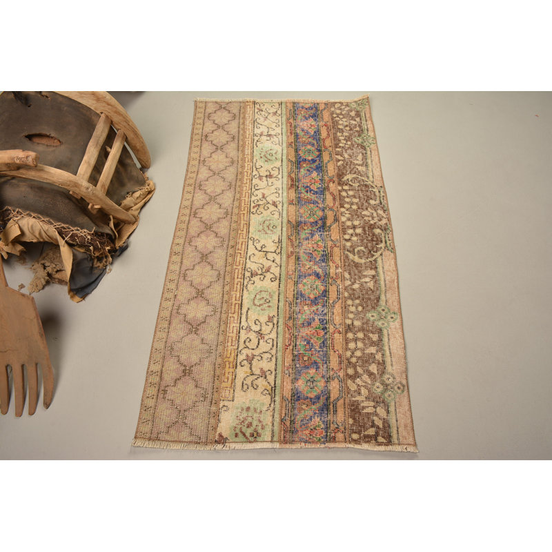 Tapis rétro, petit tapis de 2,4 pi x 4,5 pi, tapis de cuisine, tapis marocains, tapis bruns, tapis turcs