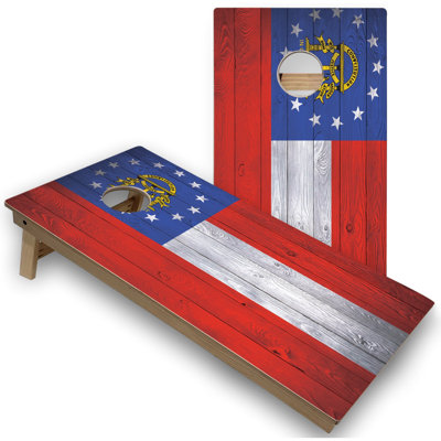 Georgia Flag Cornhole Boards with Case & Lights