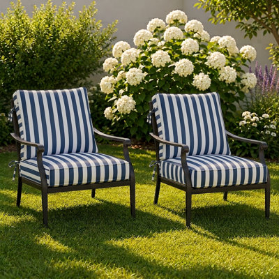 3" Deep Seat Cushion Stripe Border Frame - Water-Resistant