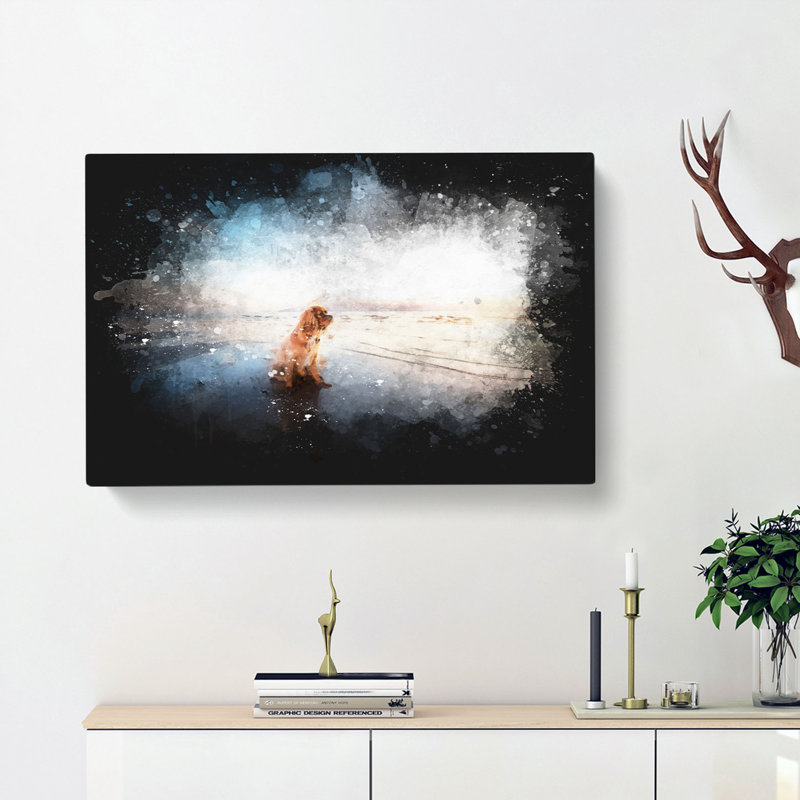 King Charles Spaniel Upon The Beach - Wrapped Canvas, 40cm H x 60cm W x 3cm D