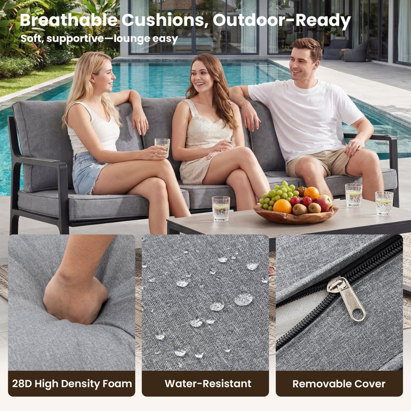 5-Person Aluminum  Outdoor Conversation Set With Cushions