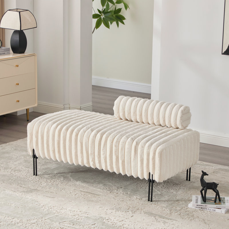 49.6" W Upholstered Bench, Beige