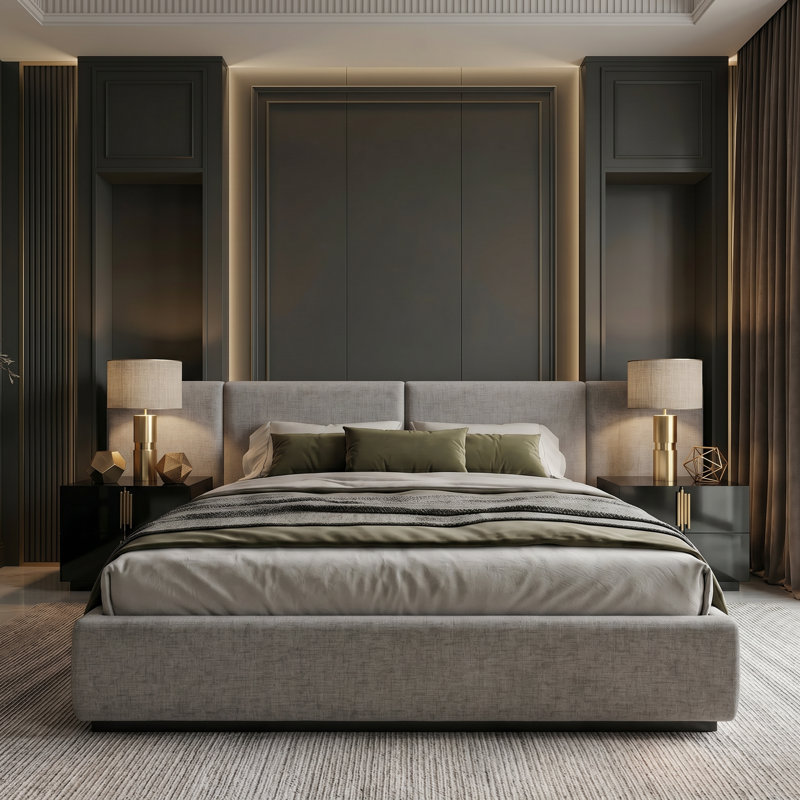 Ensemble de chambre avec lit plateforme 3 pièces Oteri, Grand