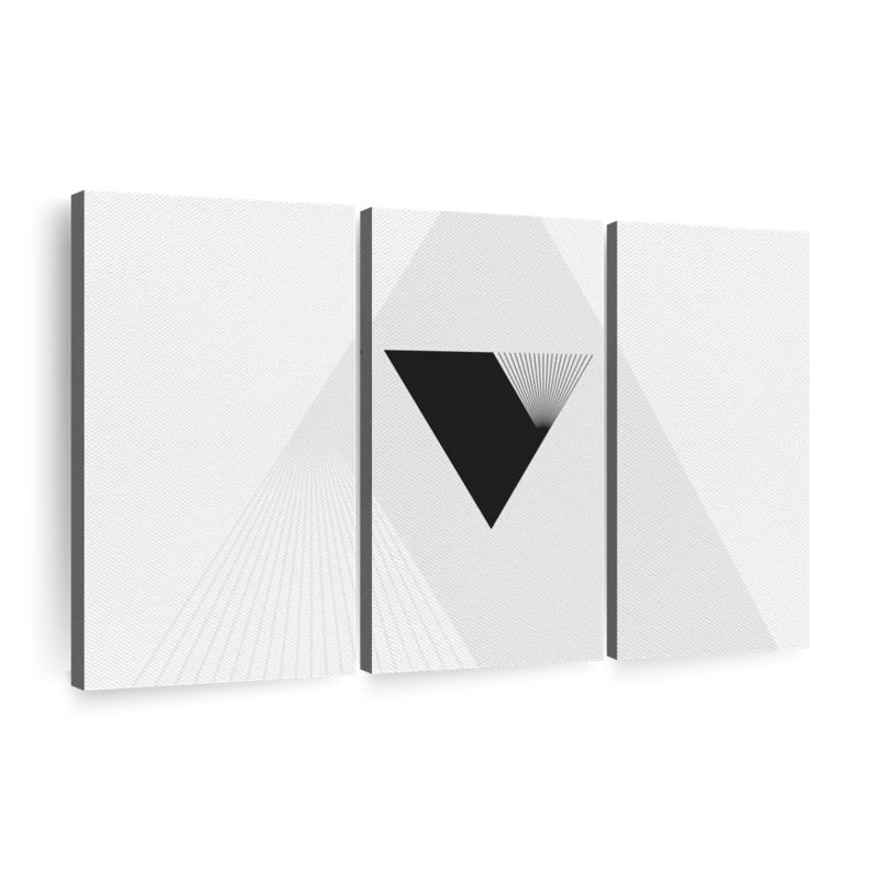 Abstract Geometric Abstract Triangle On Canvas 3 Pieces Set, 24" H x 38" W x 1.25" D