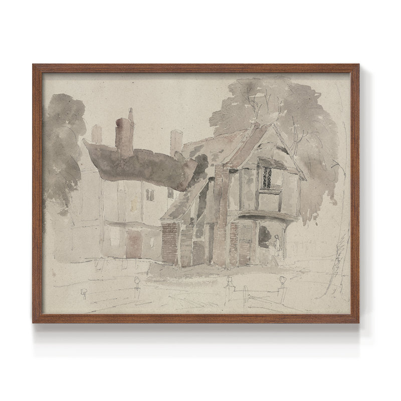 Croquis rétro - reproduction encadrée, H 8 po x l 10 po, Noyer