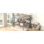 Lit mezzanine double avec bureau, armoires, tiroirs et plateau de chevet, station de charge, gris-539623654