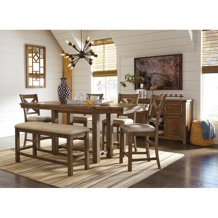 Hannaa 6 - Person Extendable Trestle Dining Set