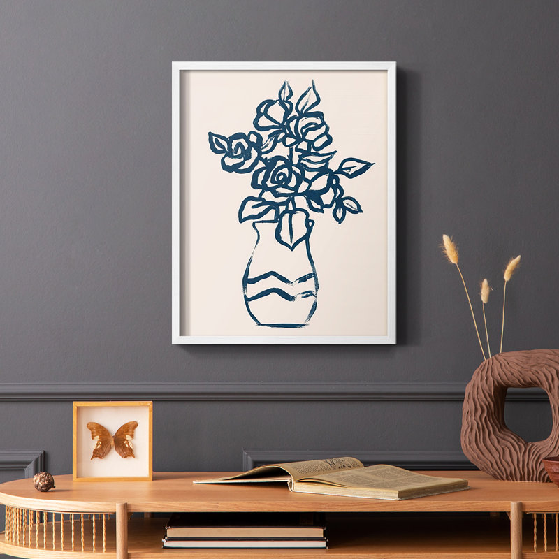 Marine Plant Sketches I, reproduction encadrée - bois massif, H 28 po x l 22 po, Blanc