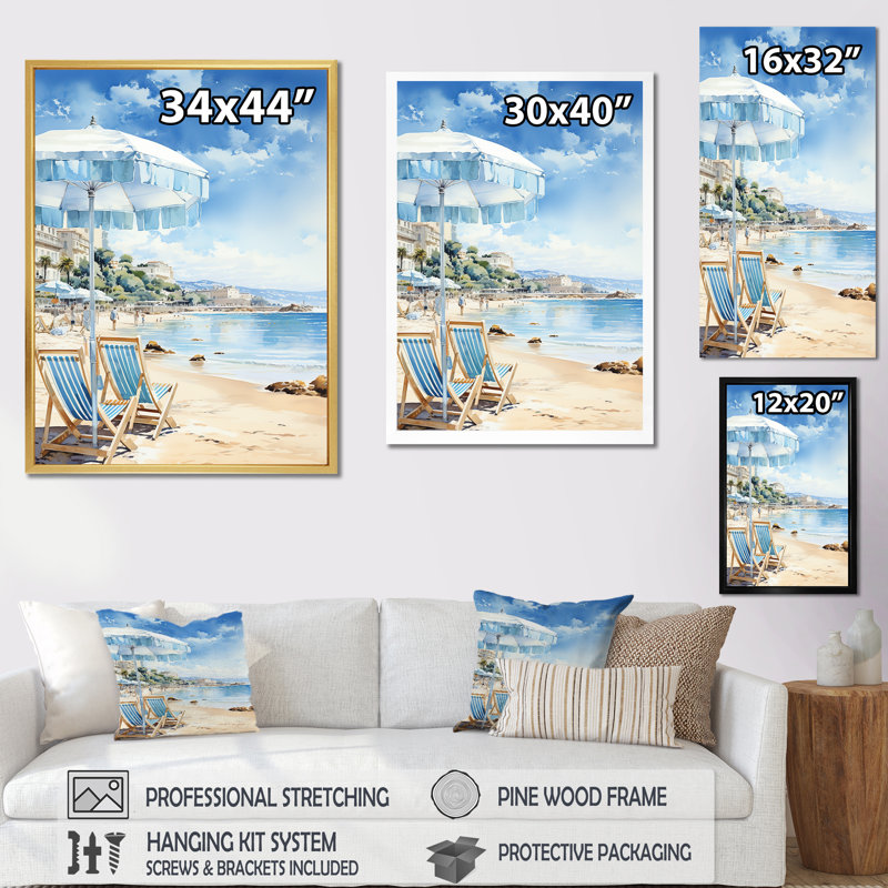 «French Coast Cannes Harmony I», reproduction sur toile, Toile tendue, H 32 po x l 16 po x P 1 po