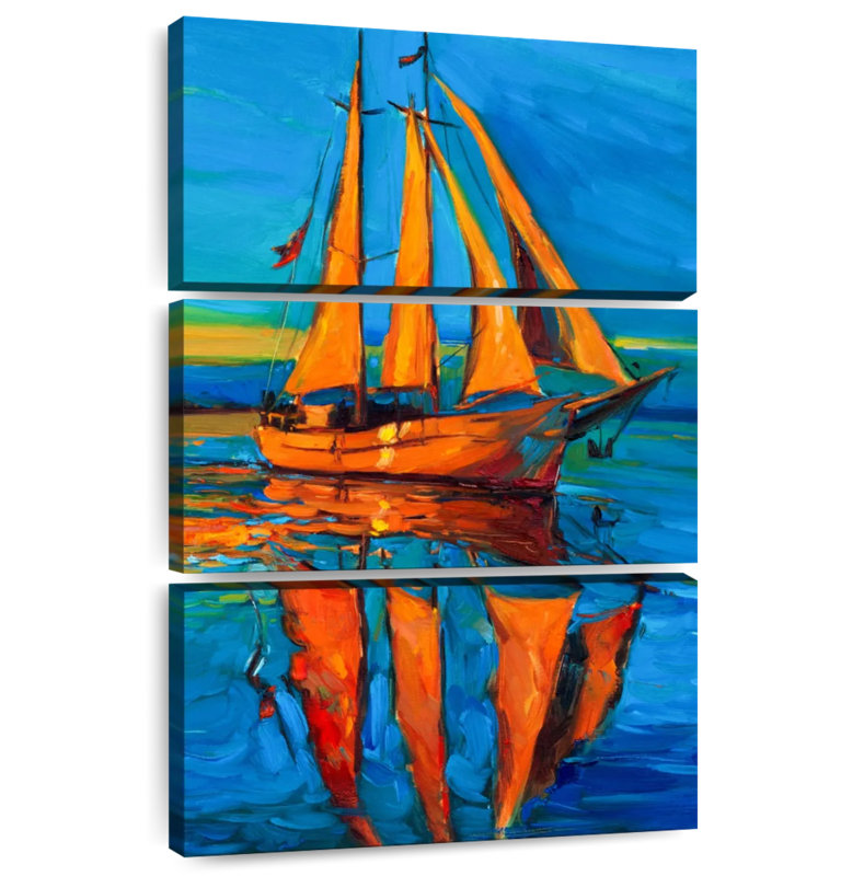 Voilier Mehar Sunlit en mer, H 74 po x l 48 po