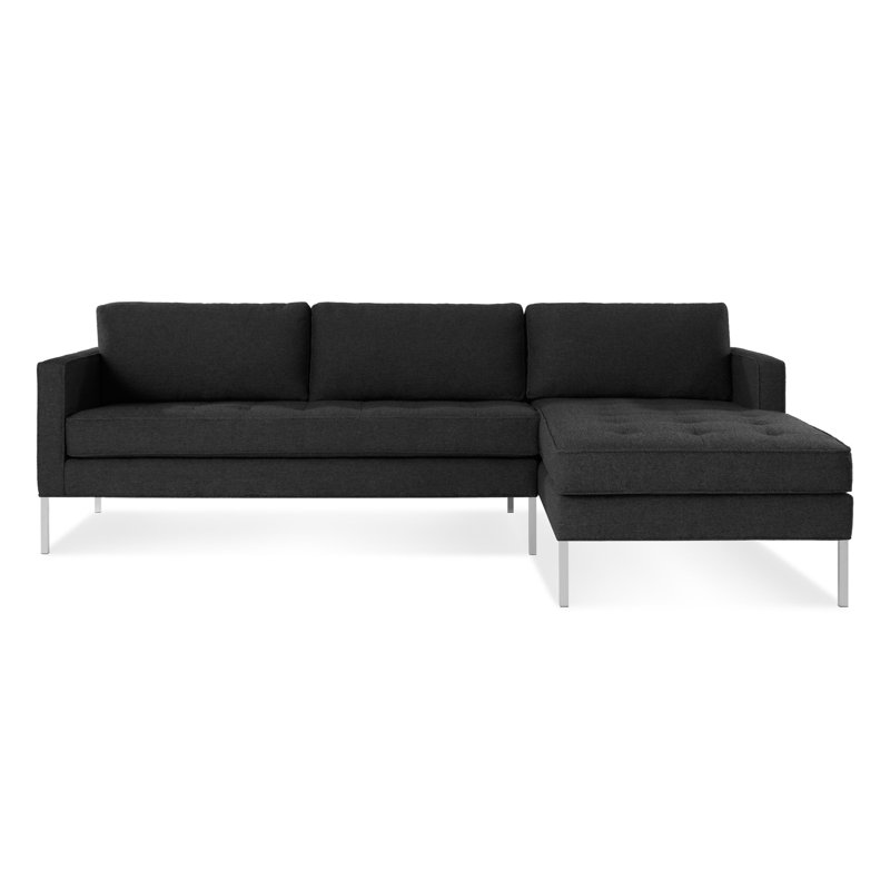 Paramount Chaise Sectional, Stainless Steel, Sanford Ceramic Crossweave, Right Hand Facing