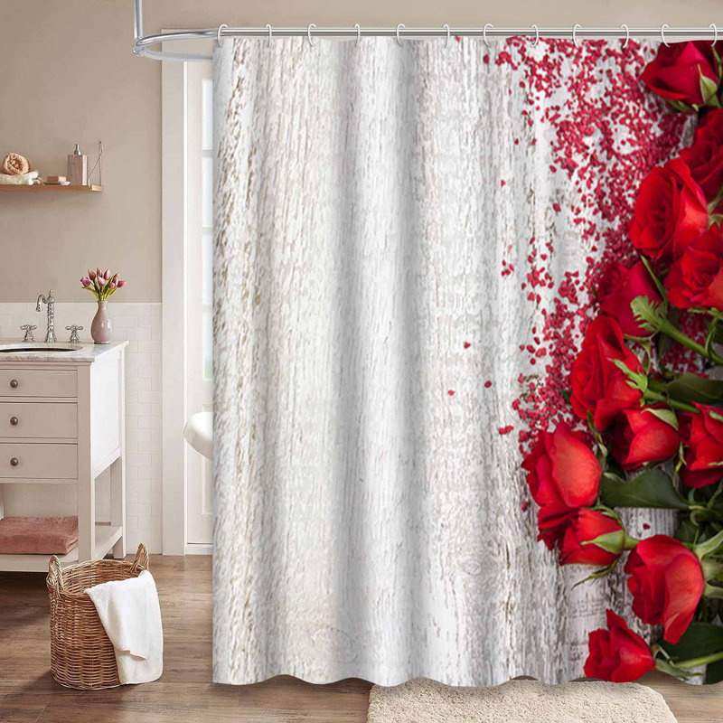 Rideau de douche imperméable avec 12 crochets Wood, L 72 po x l 78 po