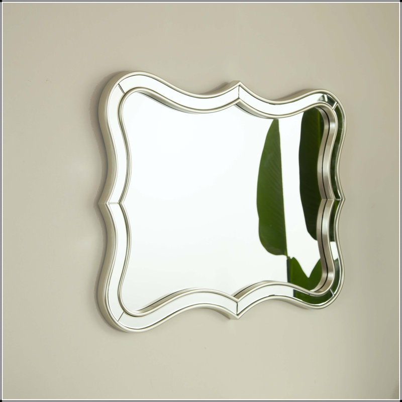 Wave-Shape PU Mirror with Gold Frame in Light Luxury Style