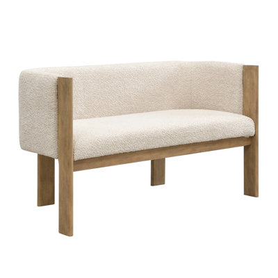 Kellan 48.5" Mid-Century Modern Upholstered Loveseat with Solid Rubberwood Frame and Track Arms