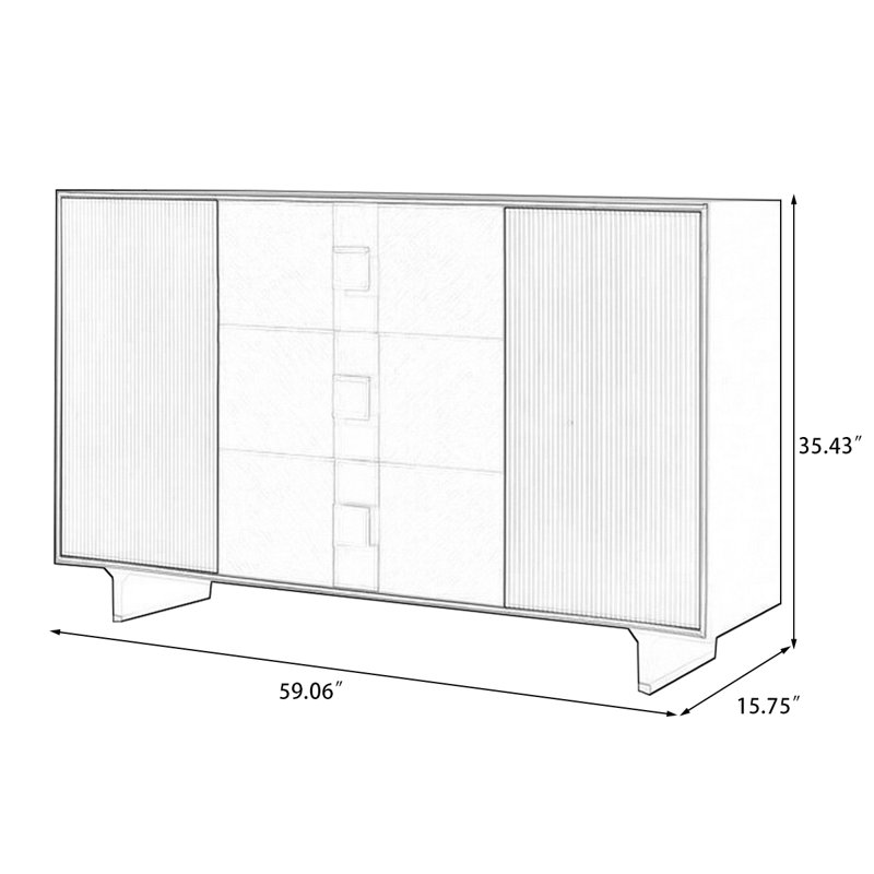 Modern Brown Solid Wood Sideboard, 59.06