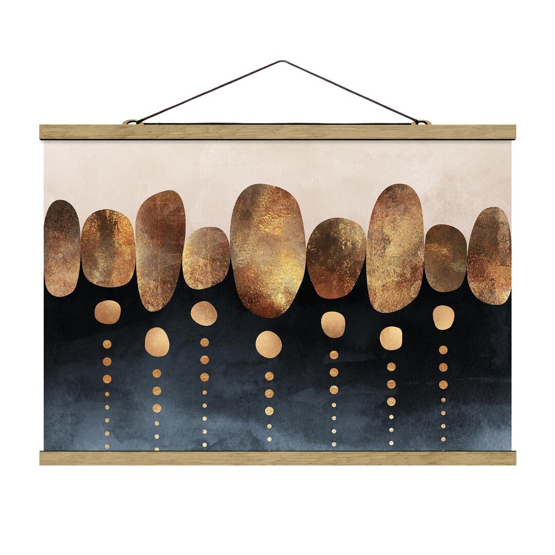 Stoffbild Abstract Golden Stones von Elisabeth Fredriksson